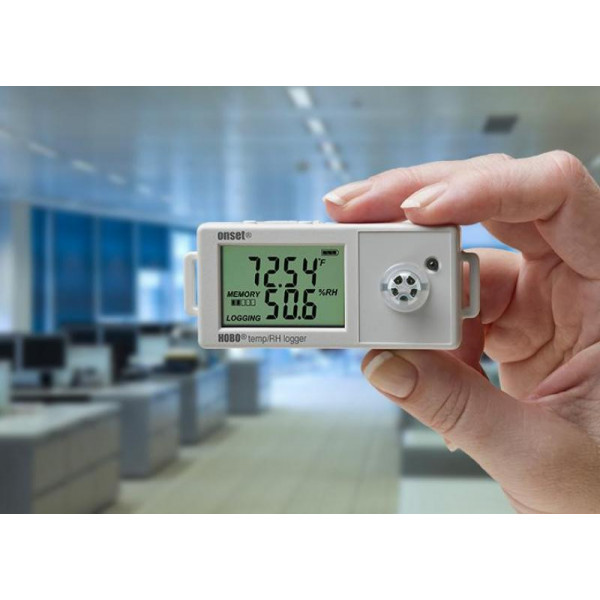 Registrador de temperatura y humedad relativa de precisión con pantalla